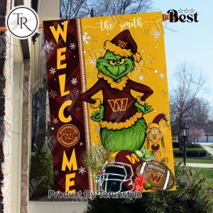 NFL Washington Commanders Football Grinch Welcome Christmas Garden Flag – Custom Name