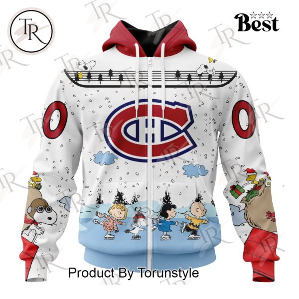 NHL Montreal Canadiens Special Peanuts Ice Skating Design Hoodie