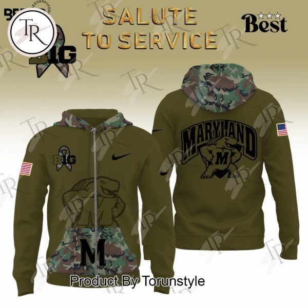 Maryland Terrapins Camo 2024 Salute to Service Combo Hoodie, Longpants, Cap