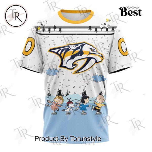 NHL Nashville Predators Special Peanuts Ice Skating Design Hoodie