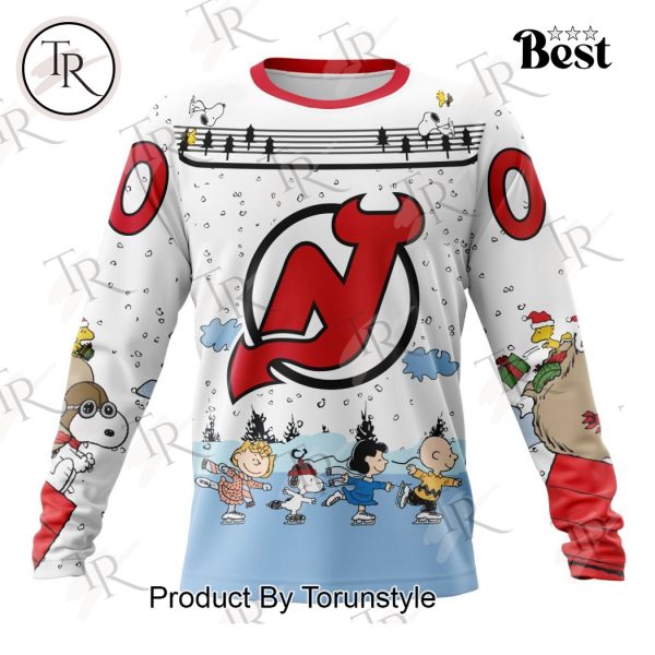 NHL New Jersey Devils Special Peanuts Ice Skating Design Hoodie