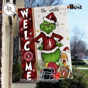 NCAA Stanford Cardinal Football Grinch Welcome Christmas Garden Flag – Custom Name