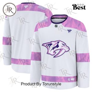 NHL Nashville Predators 2024 Hockey Fights Cancer Practice Jersey – White