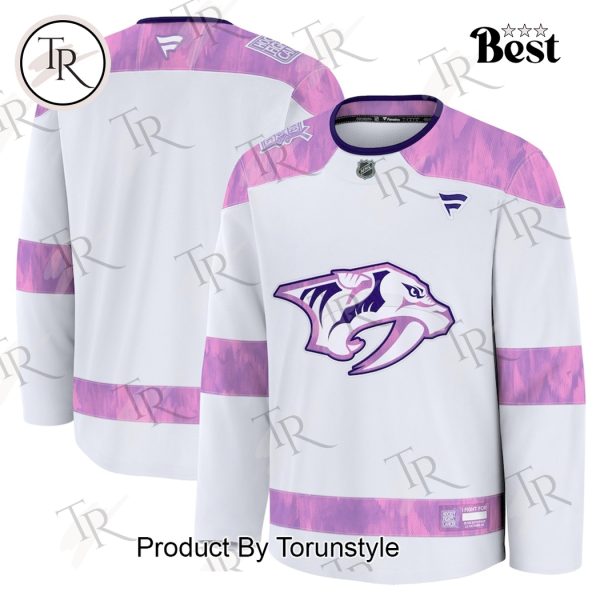 NHL Nashville Predators 2024 Hockey Fights Cancer Practice Jersey – White