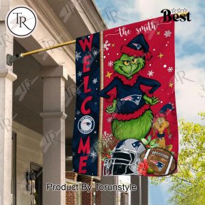 NFL New England Patriots Football Grinch Welcome Christmas Garden Flag – Custom Name