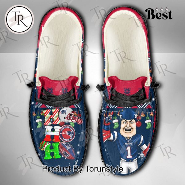 NFL New England Patriots Ho Ho Ho Christmas Custom Name Hey Dude Shoes