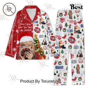 Sabrina Carpenter Think I Only Want You Under My Mistletoe Merry Christmas Button Down Pajamas Set