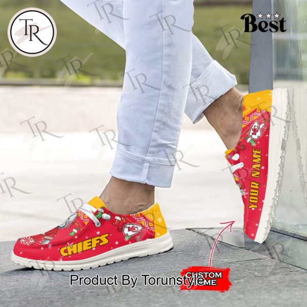 NFL Kansas City Chiefs Ho Ho Ho Christmas Custom Name Hey Dude Shoes