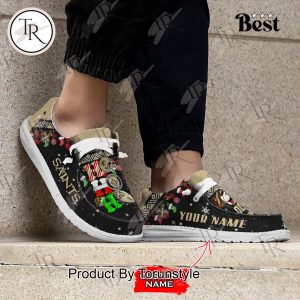 NFL New Orleans Saints Ho Ho Ho Christmas Custom Name Hey Dude Shoes