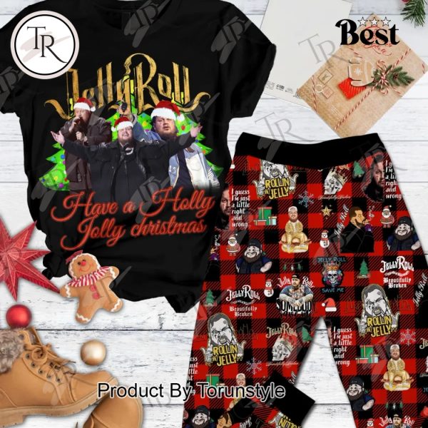 Jelly Roll Have A Holly Jolly Christmas Pajamas Set