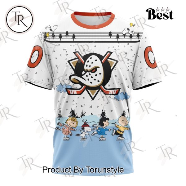 NHL Anaheim Ducks Special Peanuts Ice Skating Design Hoodie