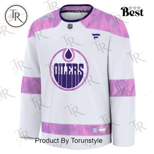 NHL Edmonton Oilers 2024 Hockey Fights Cancer Practice Jersey – White