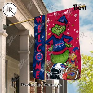 NFL Buffalo Bills Football Grinch Welcome Christmas Garden Flag – Custom Name