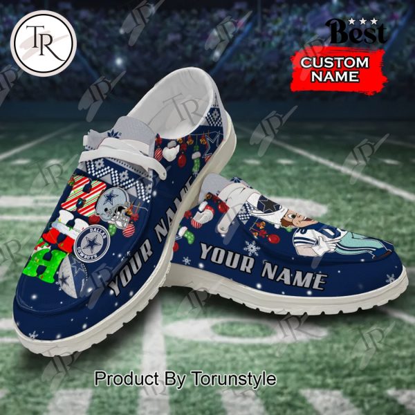 NFL Dallas Cowboys Ho Ho Ho Christmas Custom Name Hey Dude Shoes