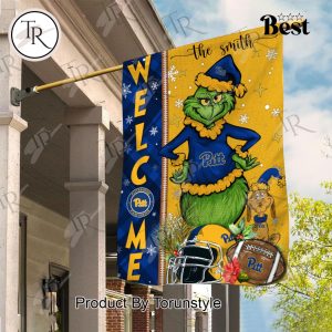 NCAA Pittsburgh Panthers Football Grinch Welcome Christmas Garden Flag – Custom Name