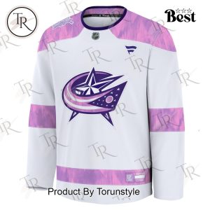 NHL Columbus Blue Jackets 2024 Hockey Fights Cancer Practice Jersey – White