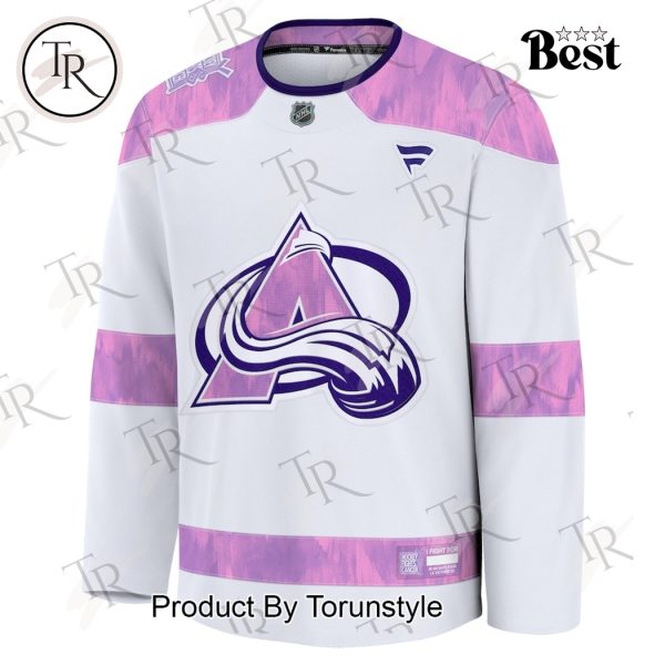 NHL Colorado Avalanche 2024 Hockey Fights Cancer Practice Jersey – White