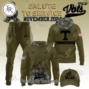 Tennessee Volunteers Camo 2024 Salute to Service Combo Hoodie, Longpants, Cap