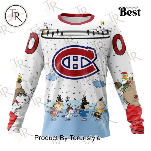 NHL Montreal Canadiens Special Peanuts Ice Skating Design Hoodie