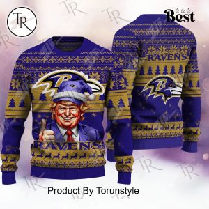 Baltimore Ravens Christmas Donald Trump Knitted Sweater