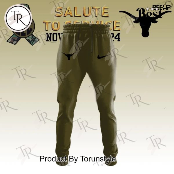 Texas Longhorns Camo 2024 Salute to Service Combo Hoodie, Longpants, Cap