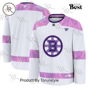 NHL Boston Bruins 2024 Hockey Fights Cancer Practice Jersey – White