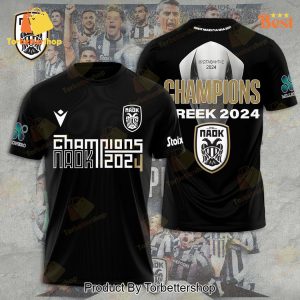 PAOK Champions Greek 2024 Design 3D T-Shirt