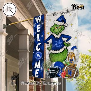 NCAA Kentucky Wildcats Football Grinch Welcome Christmas Garden Flag – Custom Name