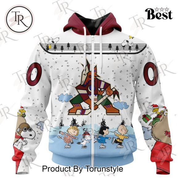 NHL Arizona Coyotes Special Peanuts Ice Skating Design Hoodie