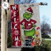 NCAA Notre Dame Fighting Irish Football Grinch Welcome Christmas Garden Flag – Custom Name