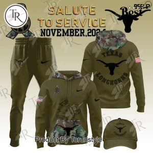 Texas Longhorns Camo 2024 Salute to Service Combo Hoodie, Longpants, Cap