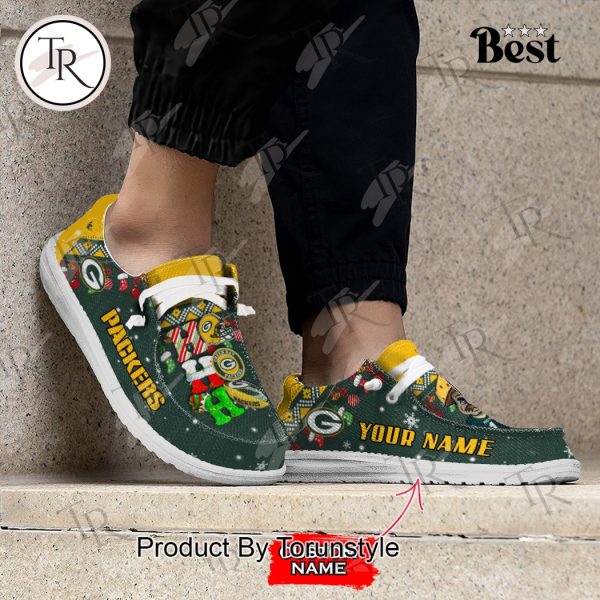 NFL Green Bay Packers Ho Ho Ho Christmas Custom Name Hey Dude Shoes