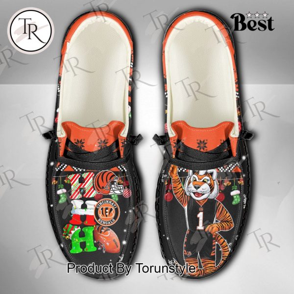 NFL Cincinnati Bengals Ho Ho Ho Christmas Custom Name Hey Dude Shoes