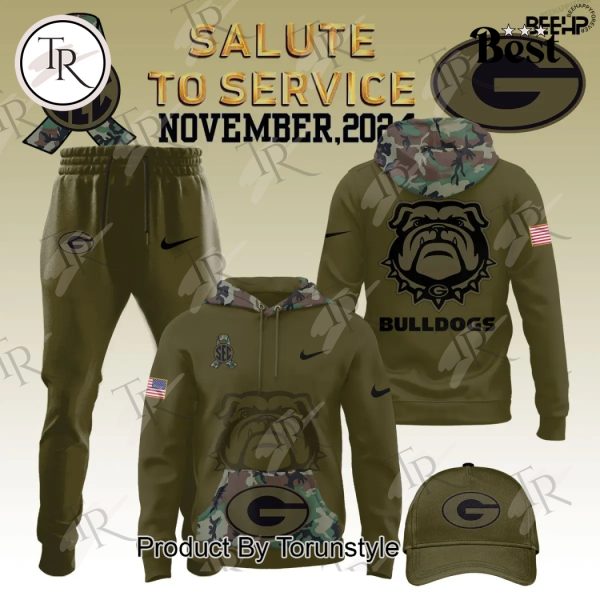 Georgia Bulldogs Camo 2024 Salute to Service Combo Hoodie, Longpants, Cap