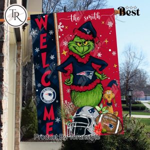 NFL New England Patriots Football Grinch Welcome Christmas Garden Flag – Custom Name