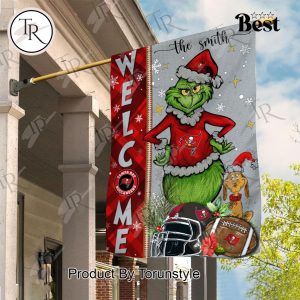 NFL Tampa Bay Buccaneers Football Grinch Welcome Christmas Garden Flag – Custom Name