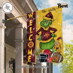 NCAA Iowa State Cyclones Football Grinch Welcome Christmas Garden Flag – Custom Name