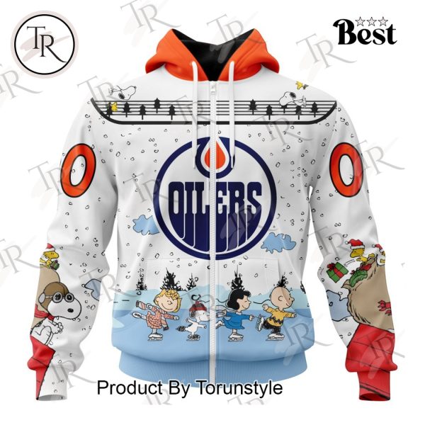 NHL Edmonton Oilers Special Peanuts Ice Skating Design Hoodie