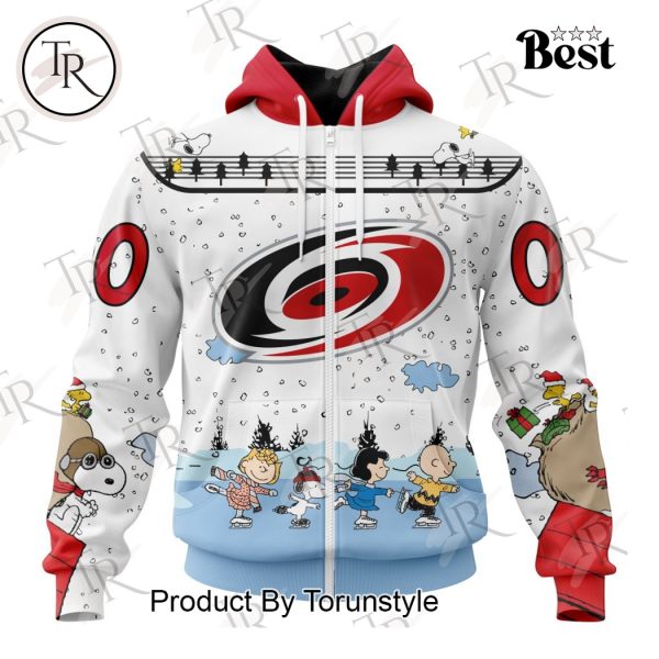 NHL Carolina Hurricanes Special Peanuts Ice Skating Design Hoodie