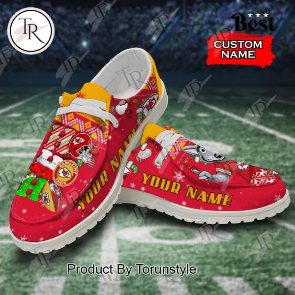 NFL Kansas City Chiefs Ho Ho Ho Christmas Custom Name Hey Dude Shoes