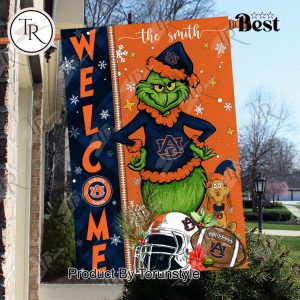 NCAA Auburn Tigers Football Grinch Welcome Christmas Garden Flag – Custom Name