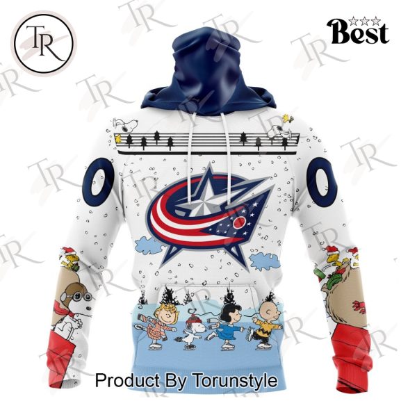 NHL Columbus Blue Jackets Special Peanuts Ice Skating Design Hoodie