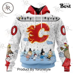 NHL Calgary Flames Special Peanuts Ice Skating Design Hoodie