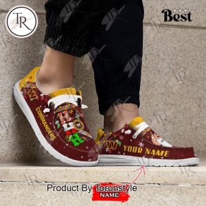 NFL Washington Commanders Ho Ho Ho Christmas Custom Name Hey Dude Shoes