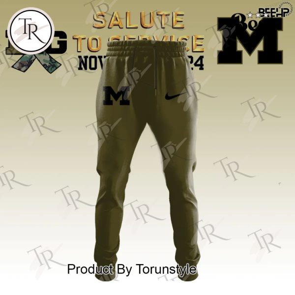 Michigan Wolverines Camo 2024 Salute to Service Combo Hoodie, Longpants, Cap