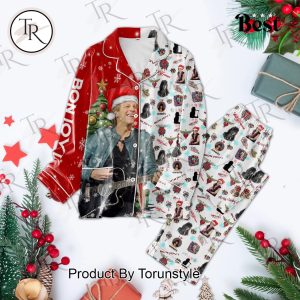 Bon Jovi Christmas Button Down Pajamas Set