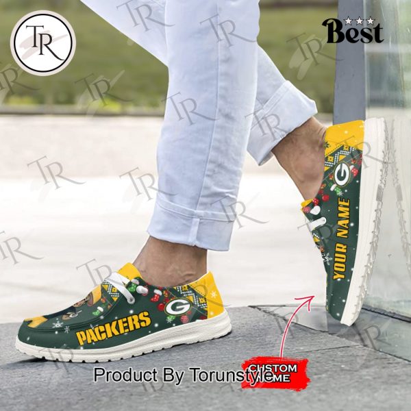 NFL Green Bay Packers Ho Ho Ho Christmas Custom Name Hey Dude Shoes