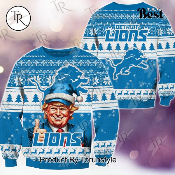 Detroit Lions Christmas Donald Trump Knitted Sweater