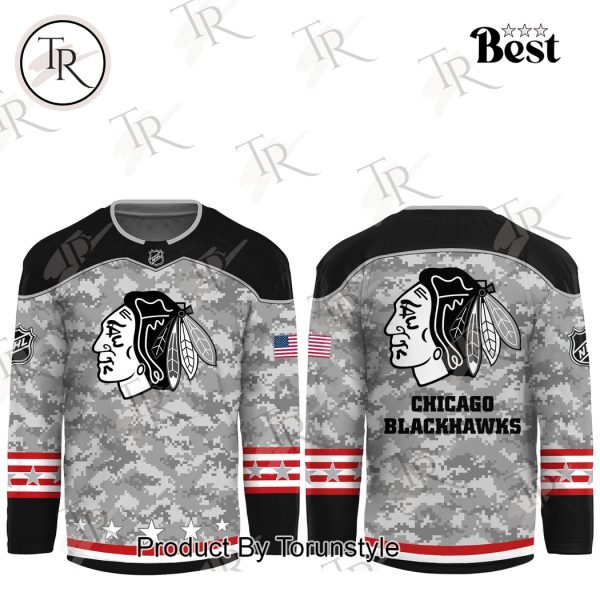 NHL Chicago Blackhawks Arctic Camo 2024 Salute to Service Club Hockey Jersey