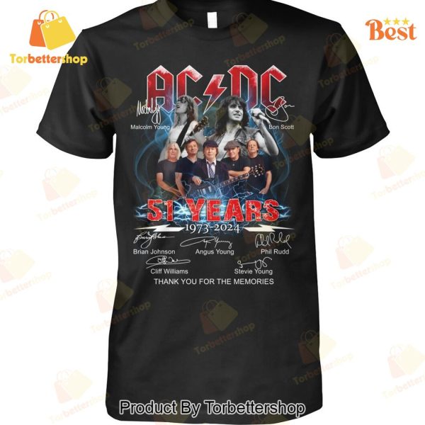 AC DC 51 Years 1973-2024 Signature Thank You For The Memories Unisex T-Shirt